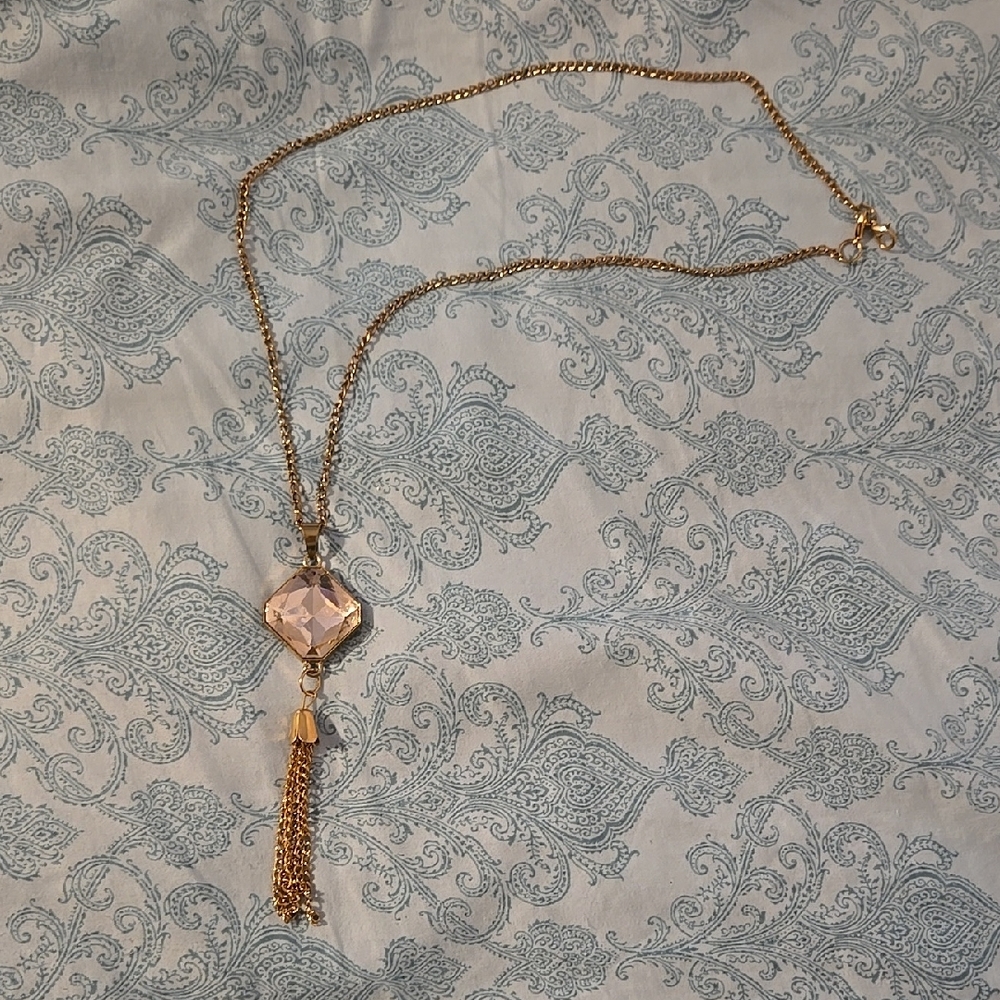 Gold Necklace with Crystal Pendant